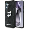 Karl Lagerfeld Leather Monogram Pin Logo Choupette Head - Étui Samsung Galaxy S25 (noir)