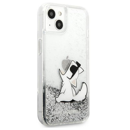 Karl Lagerfeld Liquid Glitter Choupette Fun - iPhone 13 mini Hülle (silber)