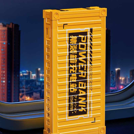 WEKOME WP-341 Container Series - Powerbank 20000 mAh Super Charging mit integriertem USB-C & Lightning PD 20W + QC 22.5W Kabel (Gelb)