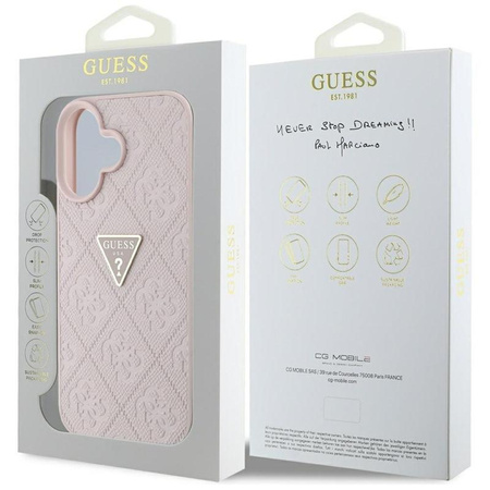 Guess Hot Stamp 4G Muster Dreieck Metall Logo - iPhone 16 Fall (rosa)
