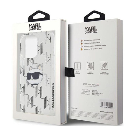 Karl Lagerfeld IML Choupette Kopf & Monogramm - iPhone 15 Pro Tasche (Transparent)