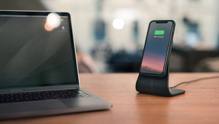 XVIDA (POWER 2) Wireless Charging Desk Stand - Qi 7.5W Inductive Charger for desk, aluminum (black)