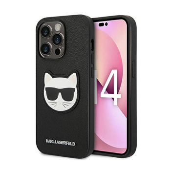 Karl Lagerfeld Saffiano Choupette Head Patch Tasche - iPhone 14 Pro Max Tasche (schwarz)