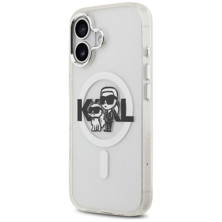 Karl Lagerfeld IML Glitter Karl & Choupette Sketch Logo MagSafe - Hülle für iPhone 17 (transparent)