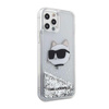 Karl Lagerfeld Liquid Glitter NFT Choupette Head - Hülle für iPhone 12 / iPhone 12 Pro (Silber)