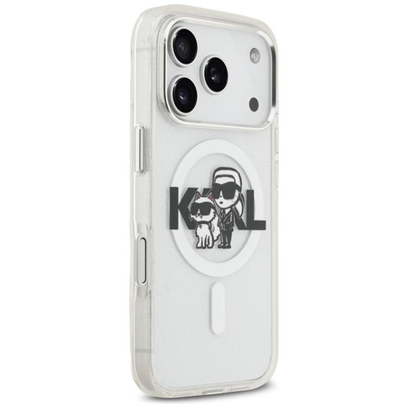 Karl Lagerfeld IML Glitter Karl & Choupette Sketch Logo MagSafe - Case for iPhone 17 Pro (transparent)