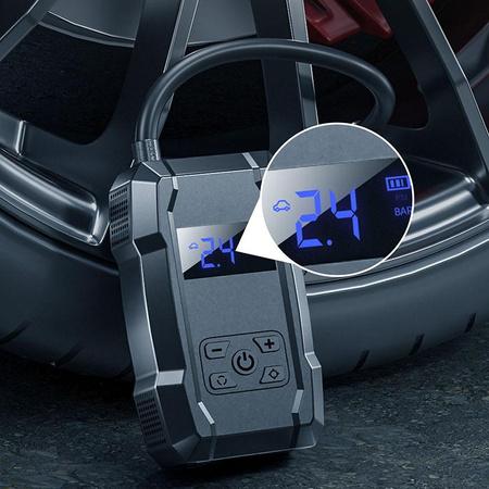 WEKOME Pi801 - Přenosná elektrická pumpa do auta + Power Bank 2000 mAh (černá)