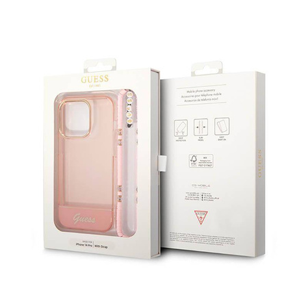 Guess GUHCP14XHGCOHP iPhone 14 Pro Max 6,7" różowy/pink hardcase Translucent Pearl Strap