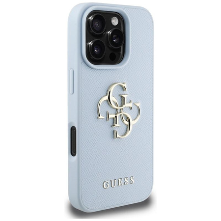 Guess Grained Big 4G Logo Small Classic Logo - Pouzdro pro iPhone 16 Pro (modré)