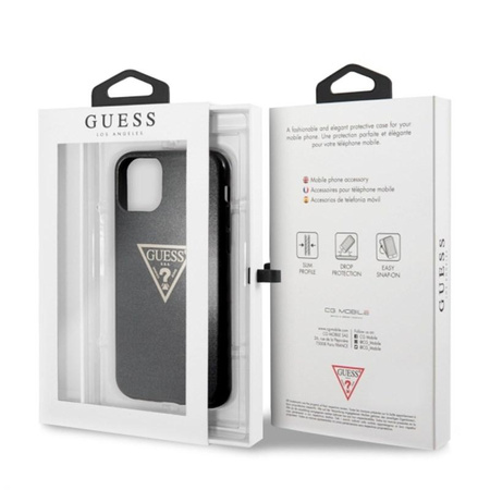 Guess Solid Glitter Triangle - Coque iPhone 11 Pro (Noir)