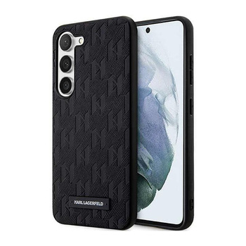 Karl Lagerfeld Saffiano Monogramm Metall Logo - Hülle für Samsung Galaxy S23+ (Schwarz)