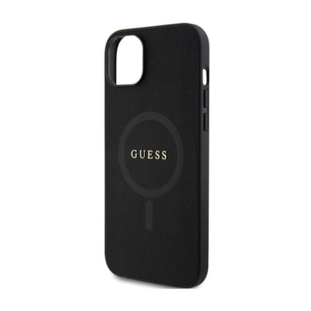 Guess Saffiano MagSafe - étui pour iPhone 15 (noir)