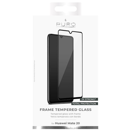PURO Frame Tempered Glass - Protective tempered glass for Huawei Mate 20 screen (black frame)