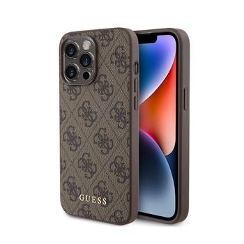Guess 4G fém arany logó - iPhone 15 Pro Max tok (barna)