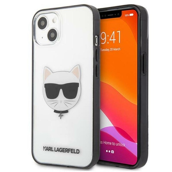 Karl Lagerfeld Choupette Head - iPhone 13 mini Hülle (klar / schwarzer Rahmen)