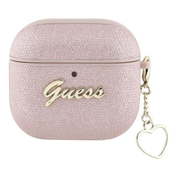 Guess Metallic Script Charm - AirPods 4 Gehäuse (rosa)