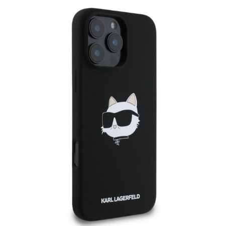 Karl Lagerfeld Silikon Choupette Kopf Druck MagSafe - iPhone 16 Pro Max Hülle (schwarz)