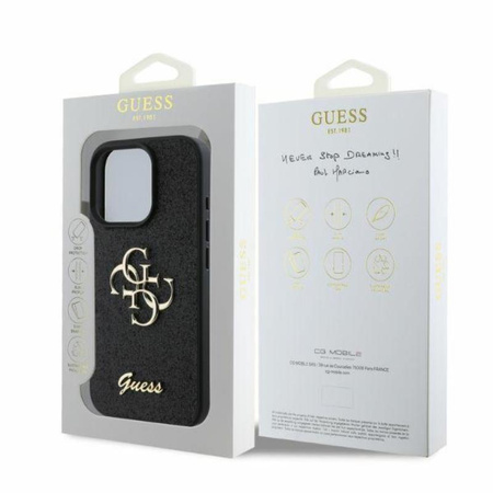 Guess Fixed Glitter Big 4G - Pouzdro iPhone 16 Pro Max (černé)