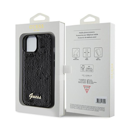 Guess Sequin Script Metal - iPhone 14 Case (black)