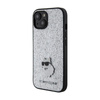 Karl Lagerfeld Fixed Glitter Choupette Logo Metal Pin - Case iPhone 15 / 14 / 13 (Silver)