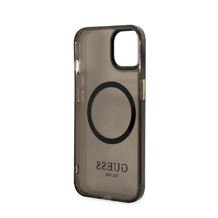 Guess Gold Outline Translucent MagSafe - pouzdro pro iPhone 13 (černé)