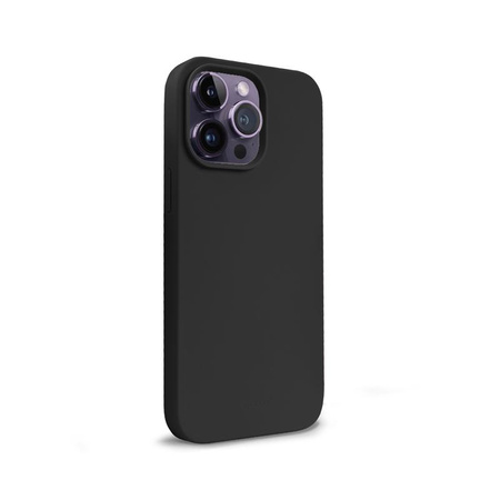 CZARNE ETUI SILIKONOWE DO IPHONE 14 PRO Crong Z MIKROFIBRĄ ELEGANCKIE