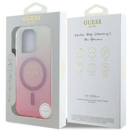 Guess IML Glitter Gradient MagSafe - Case for iPhone 16 Pro (Pink)