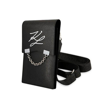 Karl Lagerfeld Autograph Chain Wallet Phone Bag - okostelefon és kiegészítő táska (fekete)