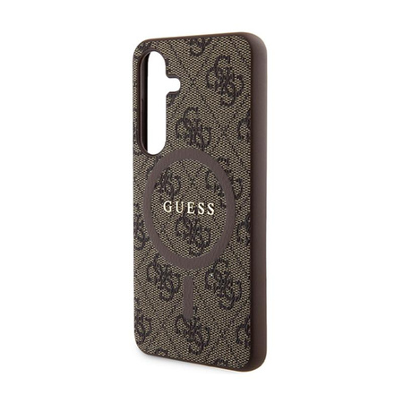 Guess 4G Collection bőr fém logós MagSafe - Samsung Galaxy S24 tok (barna)