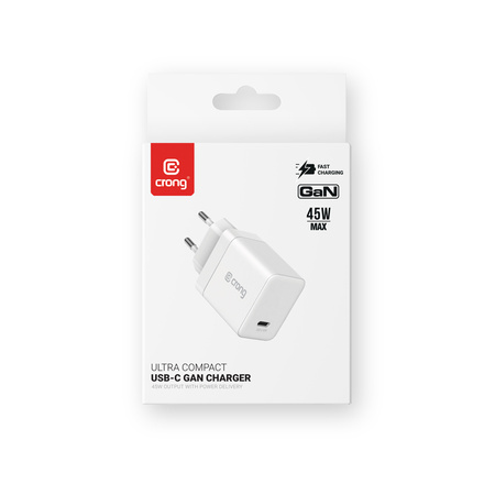 Szybka Ładowarka Sieciowa USB C Kostka GaN do iPhone Crong Compact 45W PD