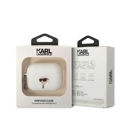 Karl Lagerfeld Silicone NFT Karl Head 3D - Étui AirPods Pro 2 (blanc)