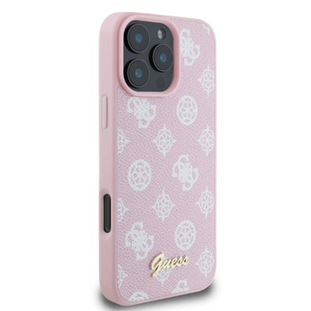 Pouzdro Guess Peony Script MagSafe - iPhone 16 Pro Max (růžové)