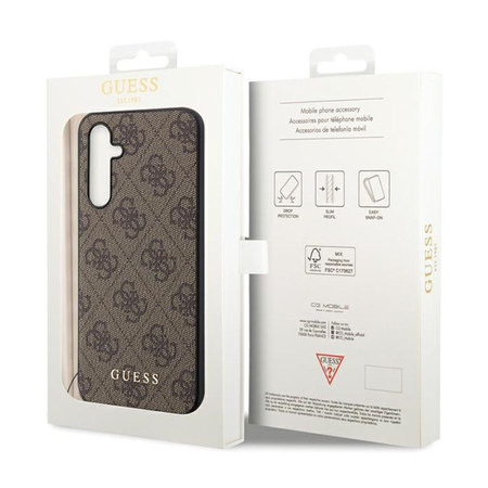 Kolekce Guess 4G Charms - pouzdro pro Samsung Galaxy S23 FE (hnědé)