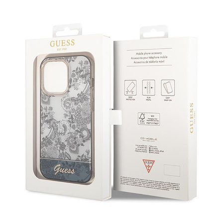 Guess Porcelain Collection - Tasche für iPhone 14 Pro Max (Grau)