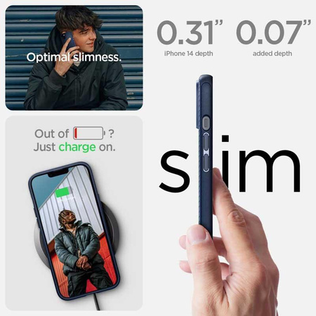 Spigen Mag Armor - tok iPhone 15 Plus / iPhone 14 Plus készülékhez (sötétkék)