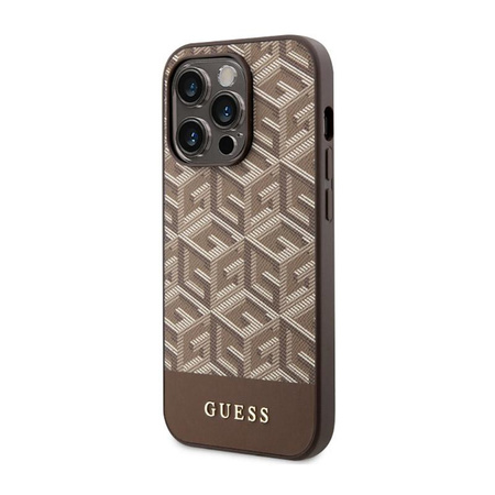 Guess GCube Stripes MagSafe - Schutzhülle für iPhone 14 Pro (Braun)