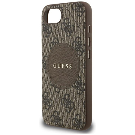 Guess 4G Circle Classic Logo MagSafe - Pouzdro na iPhone 16e (hnědé)