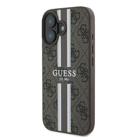 Guess 4G Printed Stripes MagSafe - Pouzdro iPhone 16 Plus (hnědé)