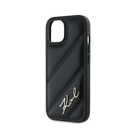 Karl Lagerfeld Diagonal gesteppte Schrift - iPhone 15 Plus / 14 Plus Tasche (schwarz)