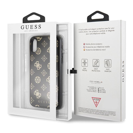 Guess Dupla rétegű csillogó tok Peony G - iPhone Xs / X tok (fekete)