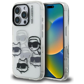 Karl Lagerfeld IML Multi K&C Head Pattern – Hülle für iPhone 16 Pro (transparent)