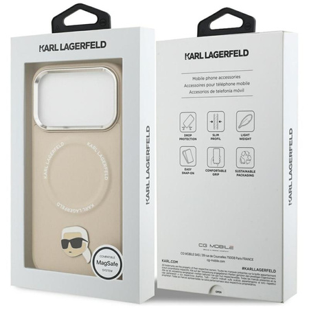 Karl Lagerfeld Karl Pin MagSafe - Pouzdro pro iPhone 17 Pro (béžové)