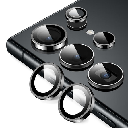 Crong objektívgyűrű - Edzett üveg a Samsung Galaxy S24 Ultra kamera objektívjéhez (fekete)