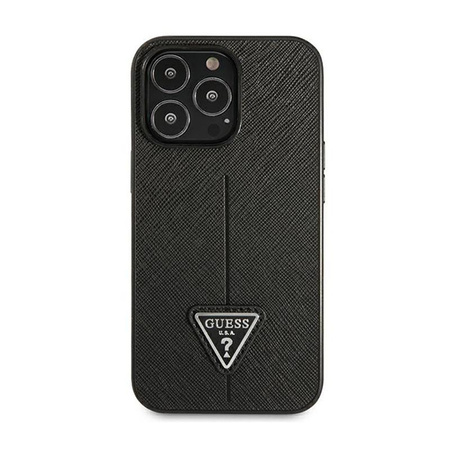 Guess Saffiano Triangle Logo Case - Case for iPhone 14 Pro (Black)