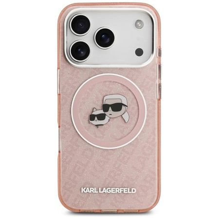 Karl Lagerfeld IML Glitter Karl & Choupette Heads Logo MagSafe - Case for iPhone 17 Pro (pink)