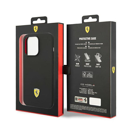 Ferrari Silikon Metall Logo - iPhone 14 Pro Tasche (schwarz)