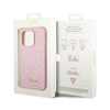 Guess Glitter Flakes Metal Logo Case - pouzdro pro iPhone 14 Pro Max (růžové)