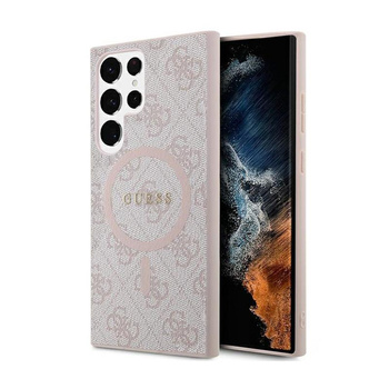 Guess 4G Collection Leather Metal Logo MagSafe - Hülle für Samsung Galaxy S24 Ultra (Rosa)