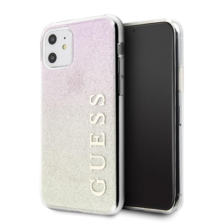 Guess Glitter Gradient - iPhone 11 Tasche (Gold/Rosa)
