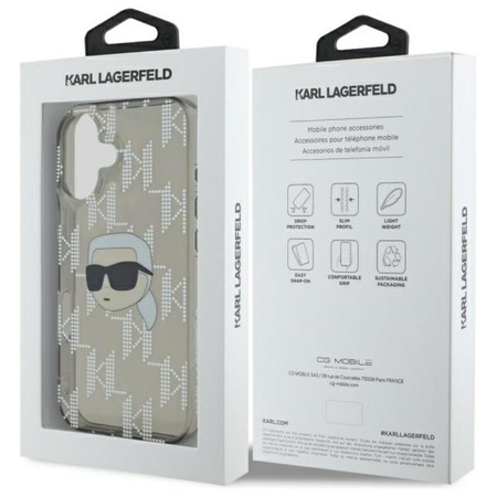 Karl Lagerfeld IML Karl Head Galvanizované pouzdro - iPhone 16 (černé)